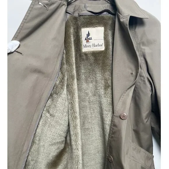 Vintage Misty Harbor Fur Lined Cropped Trench Coat Size 8 - Picture 5 of 13